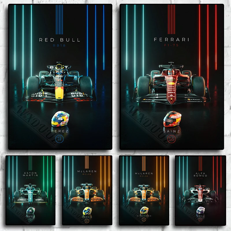 плакат f1 Racing Classic Motorsport 2023 года, гонки Формулы-1, эстетичный декор комнаты, современный дизайн, настенные художественные плакаты на холсте 0