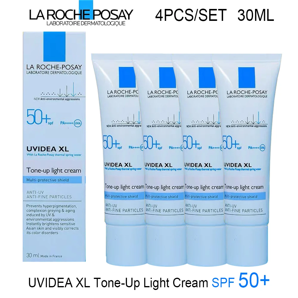4ШТ La Roche Posay UVidea Тонизирующий Легкий Крем Physical Sunscreen SPF 50+ Осветляющий Антиоксидант Перед Макияжем Для Чувствительной Кожи 0