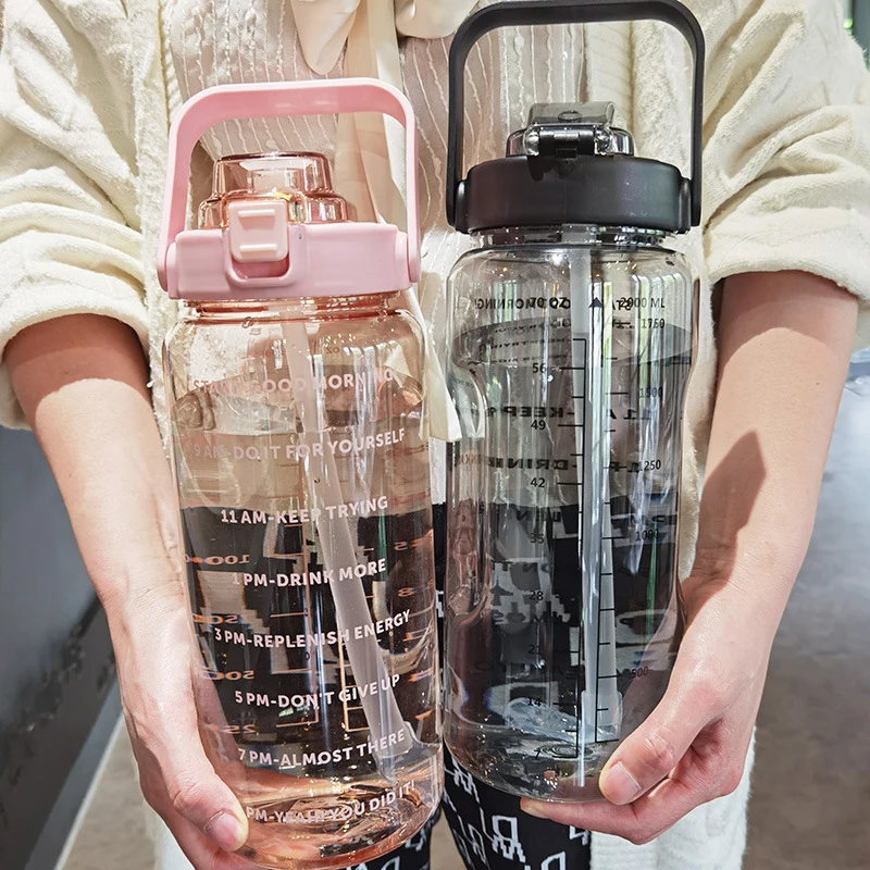 C2 2000 мл, пластиковая соломенная чашка для воды, бутылка для воды, большая толстая чашка для воды, бутылка для воды, Милые подарки для взрослых 0