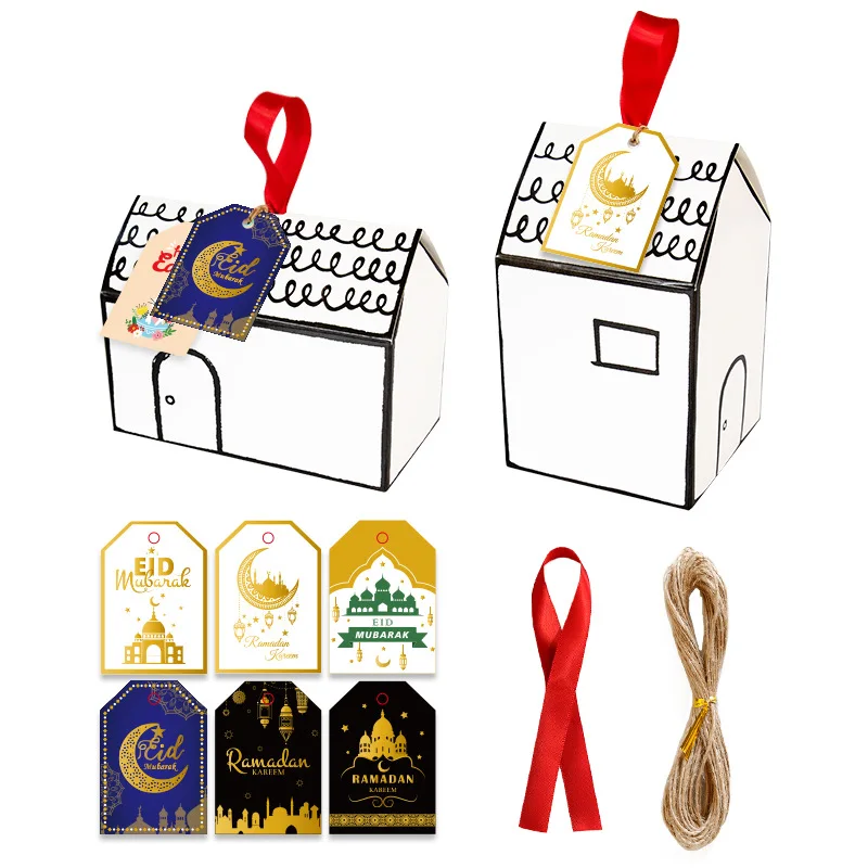 24 комплекта Коробка Конфет Eid Mubarak Подарочная Коробка Упаковочный Пакет С Бумажной Биркой DIY Исламский Мусульманский Фестиваль Eid al-Fitr Party Ramadan Decor 0