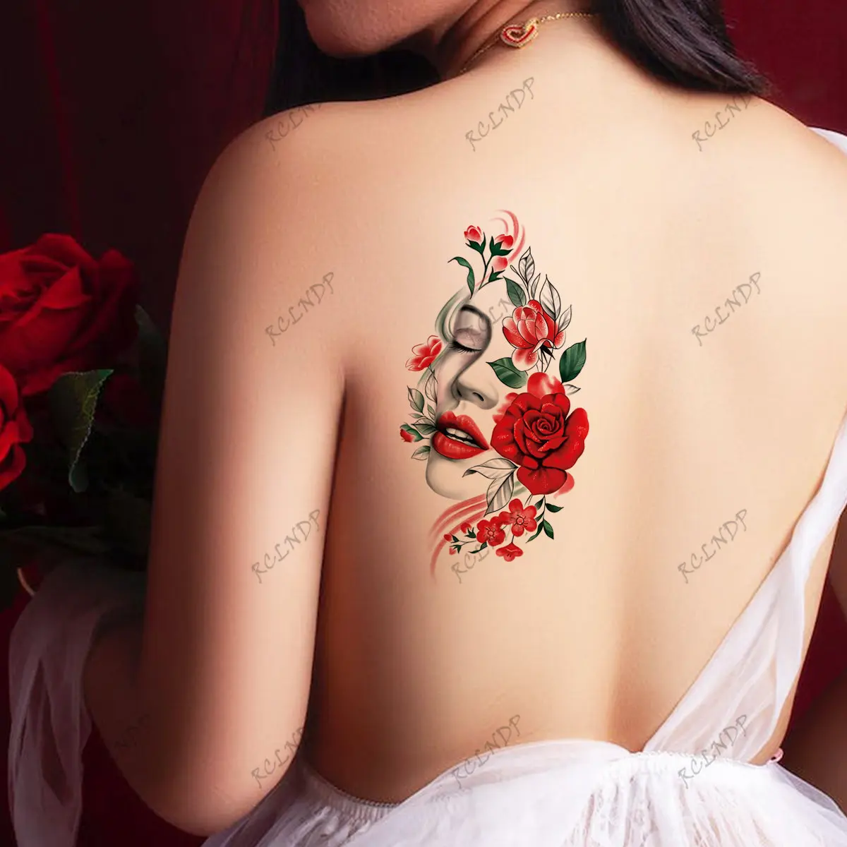 Водонепроницаемая временная татуировка Наклейка Sexy Flowers Beauty Flash Tatoo Поддельная татуировка Боди-арт на груди, руке, спине, талии для девочек и женщин 1