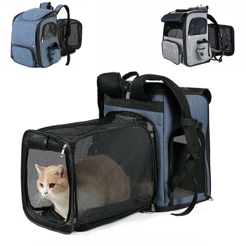 Переноска для кошек, рюкзак для собак, расширяемая сетка, дышащие складные дорожные сумки для маленьких собак, кошек, кроликов, аксессуары для домашних животных
