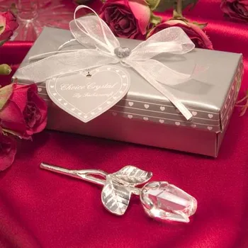 Подарок на День Святого Валентина Хрустальная роза Искусственный цветок Серебряный Золотой стержень Цветок розы для подруги Свадебные подарки для гостя