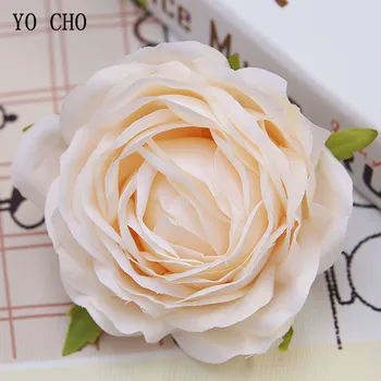 Головка искусственного цветка YO CHO Rose, белые пионы, шелковые цветы, красные головки искусственного цветка, украшение свадебной цветочной стены, сада