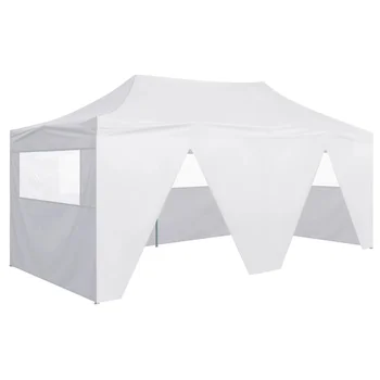 Белая профессиональная складная палатка для вечеринок 9,8x19,7 дюймов с 4 боковыми стенками из стали Для наружных садов на заднем дворе