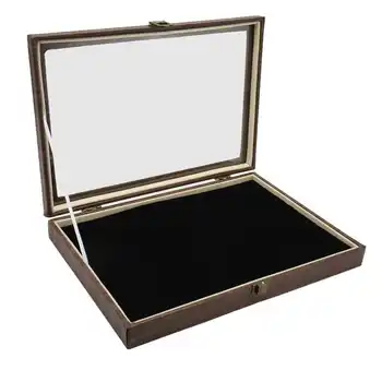 Витрина для коллекции булавок из пылезащитного стекла, Вместительная коробка для показа значков, которую легко чистить для военной медали для значка.