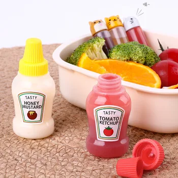 Мини-бутылка из-под томатного кетчупа, портативная бутылочка для выжимания соуса для салата, Маленькая бутылочка для бенто с медом, хранение в коробке для ланча, кухонные принадлежности
