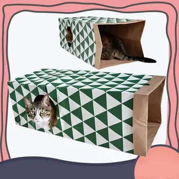 Спрятать Складной бумажный туннель Hideaway Утолщенная двухслойная Интерактивная игрушка Large Space Cat
