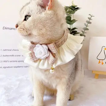 Ошейник для домашних животных Изысканная Камелия Одеваются Домашние Кошки Собаки Шейный платок с бантом Нагрудник для кошки для фотографии