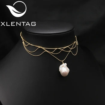 XlentAg Новое модное ювелирное изделие, длинное ожерелье, женское кружевное декоративное ожерелье с подвеской в стиле барокко, ювелирные изделия 2022 года