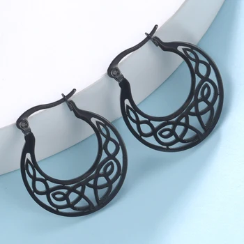 Серьги-кольца Dawapara Crescent Moon Celtics Knot, ирландский символ Удачи, женские ювелирные изделия, серьги из нержавеющей стали