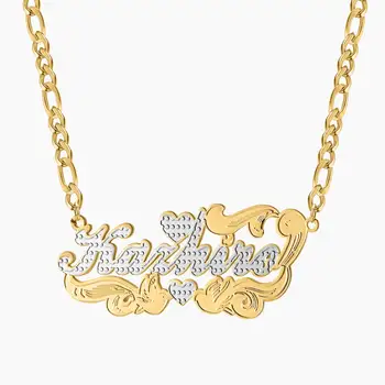 Индивидуальное двухцветное ожерелье с именем в виде сердца из нержавеющей стали, Очаровательные украшения для женщин, семейных Любовников, Рождественские Подарки Jewelr