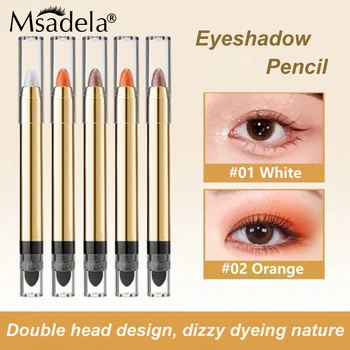Металлический карандаш для теней с двойной головкой, 6 цветов, стик с мерцанием, Ультрапигментированный и стойкий, подчеркивающий макияж шелковой ручкой.