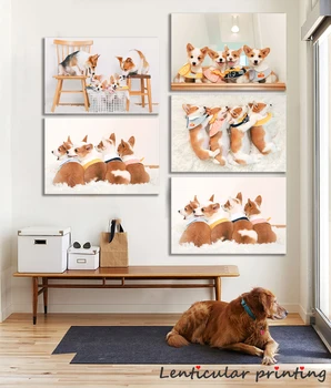 Плакат с милой собакой Корги, настенное искусство, прекрасное животное, картина маслом, холст, украшение спальни для девочек, настенное искусство для детской для маленьких девочек