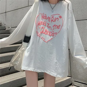 Повседневная свободная толстовка Ins с буквенным принтом, Женские Корейские женские толстовки, Японская винтажная одежда Harajuku Ulzzang Для женщин