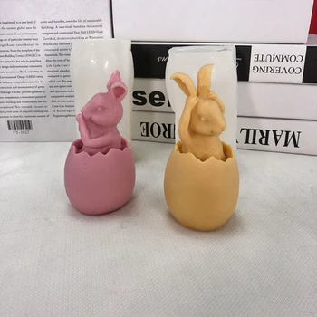Силиконовая форма с 3D кроликом, форма для пасхальных яиц, форма из эпоксидной смолы для изготовления гипса, инструмент для украшения торта из помадки своими руками