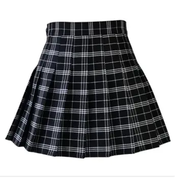 Женская повседневная клетчатая юбка, модная форменная юбка трапециевидной формы с высокой талией для девочек и внутренними шортами