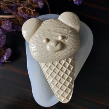 Форма для мороженого в виде головы маленького Медведя, Силиконовые Формы для мыла, Гипсовая Шоколадная Свеча, Форма для конфет, Глиняная смола DW0162 PRZY Cute Molds