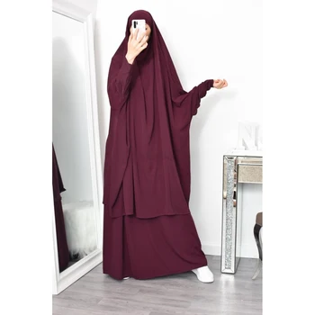 Мусульманская молитвенная одежда Хиджаб Абая 2 шт. Платье Исламский Джилбаб Скромные Паранджи Химар Арабский Женский Халат С Полным Покрытием Макси Кафтан