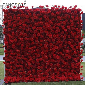 высококачественная стена из красной ткани 5D с цветами, Свернутая роза, Композиция из искусственных цветов на стене, свадебный фон, декор, Планировка сцены вечеринки