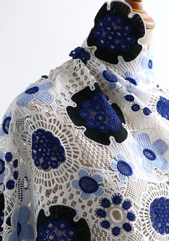 0,5 метра синей сетчатой кружевной ткани с вышивкой hanfu вечернее платье DIY Кукольная одежда Выпускной Дизайн для Выступления Платье