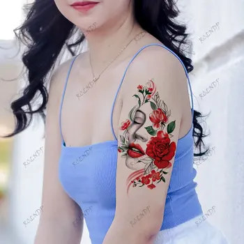 Водонепроницаемая временная татуировка Наклейка Sexy Flowers Beauty Flash Tatoo Поддельная татуировка Боди-арт на груди, руке, спине, талии для девочек и женщин