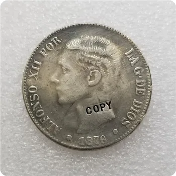 1876 ИСПАНИЯ 5 ПЕСЕТ Копировальная монета памятные монеты-реплики монет, медали, монеты для коллекционирования