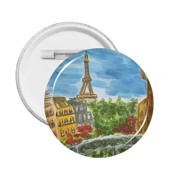 Эйфелево полотенце Парижская Акварельная булавка Настраиваемый значок Значки для одежды Брошь Броши Металлические булавки Друзья