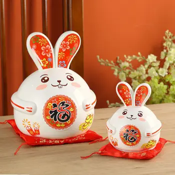 копилка с мультяшным кроликом из 1 шт. для детей, мальчиков и девочек, керамическое украшение для дома, копилка в год кролика