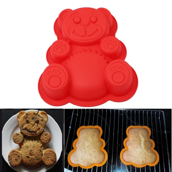 3D Форма для торта в форме Милого Медведя, Силиконовая форма, Инструменты для выпечки, Кухонные Формочки для помадки Taart Decoratie Silikonowe Formy 3D