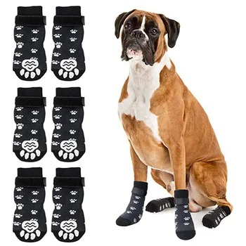 Противоскользящие носки для собак, носки для собак с ремнями, контроль сцепления с деревянным полом внутри помещений, защита лап домашних животных для всех собак