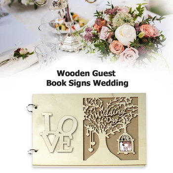 Книги для вывесок гостей на свадьбу, деревянный блокнот в форме сердца, винтажный декор для именной доски, Материал фанеры и березовой доски, цвет бревна