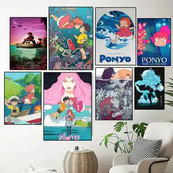 Студия Ghibli Ponyo На Утесе У Моря Печать Плакатов Настенная Живопись Спальня Гостиная Украшение Дома