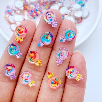 50шт Ногтей из 3D смолы Милые Красочные Детали для ногтей серии lollipop Аксессуары для ногтей Kawaii DIY Nail Art Decoration