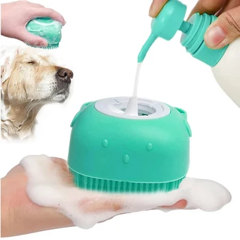 Инструменты для чистки собак и кошек, товары для домашних животных, Мягкая безопасная силиконовая щетка для ванны для собак и кошек с коробкой шампуня, перчатки для массажа в ванной для домашних животных