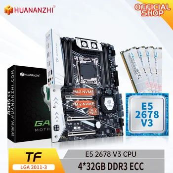 Материнская плата HUANANZHI X99 TF LGA 2011-3 XEON X99 с процессором Intel E5 2678 V3 с комбинированным комплектом памяти 4*32G DDR3 RECC set NVME