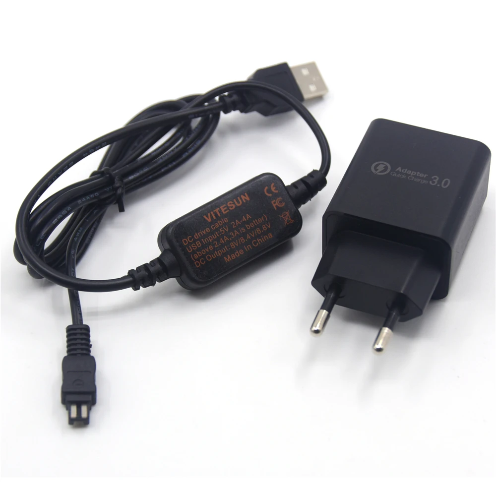 AC-L200 AC-L25A Power Bank USB Кабель + Адаптер для зарядки Sony DSC-HX1 DCR-UX5 UX7 HDR-XR100 NEX VG30 VG900 DEV-50 FDR-AX33 V700 0