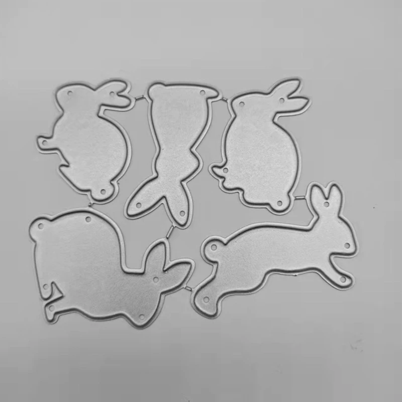 Сделай сам 5 Пасхальных кроликов Металлические штампы для резки, форма для тиснения, альбом для скрапбукинга, бумажные поделки, карточки, перфорационный трафарет, шаблон 0