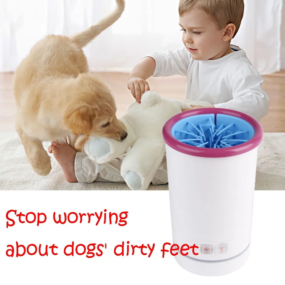 Автоматический очиститель лап домашних животных Поршень Usb Перезаряжаемый для ухода за собаками Мягкая силиконовая мойка для ног Портативная щетка для грязной чистки 0