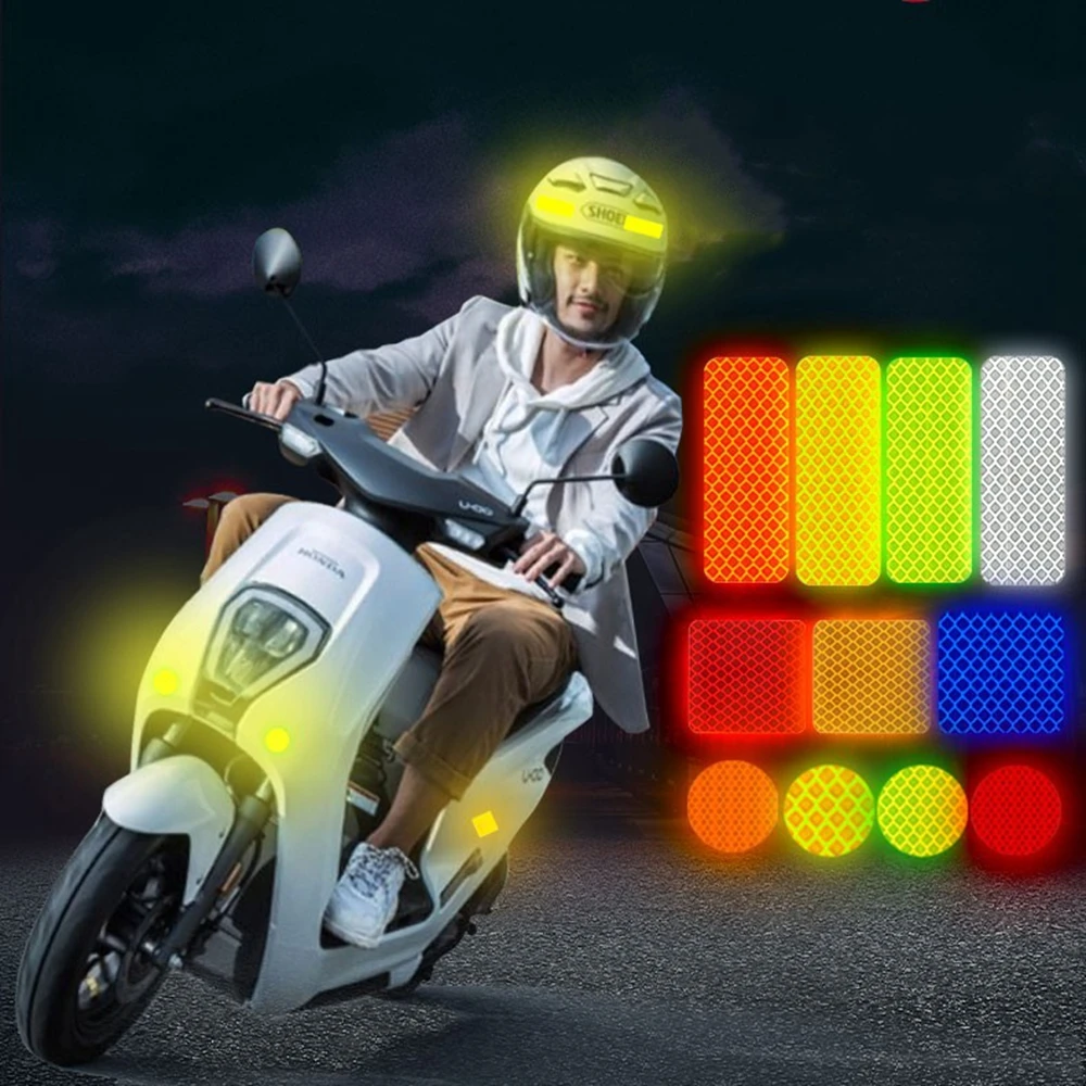 Предупреждающие светоотражающие наклейки, клейкие наклейки для ночной видимости, водонепроницаемая светоотражающая лента, наклейки для автомобиля, мотоцикла, велосипеда 0