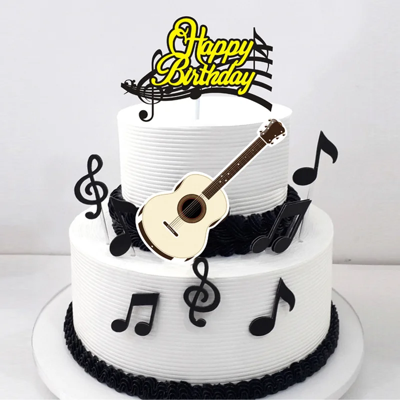 музыкальная нота 8psc С Днем Рождения, Топпер для торта, Мультяшная тема, Музыкальный Топпер для кексов, украшения для детского торта на день рождения 0