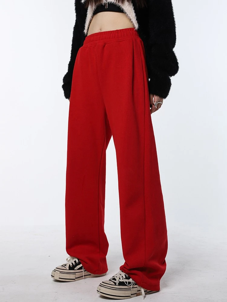 Женские базовые Мешковатые широкие брюки, Длинные брюки, однотонные спортивные брюки с эластичной резинкой на талии, уличная одежда, Свободная Повседневная Классическая мода 0