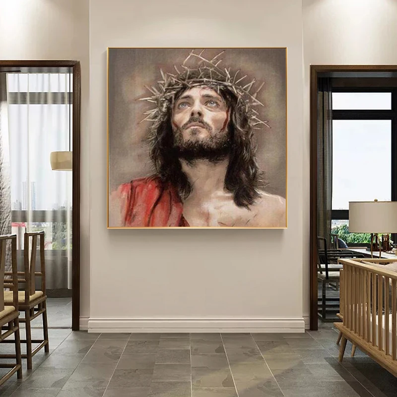 5d Diy Алмазная картина Иисус Вышивка крестиком Религиозная Икона Круглая Алмазная Мозаика Алмазная вышивка Рукоделие Изображение Дома Иисуса 0
