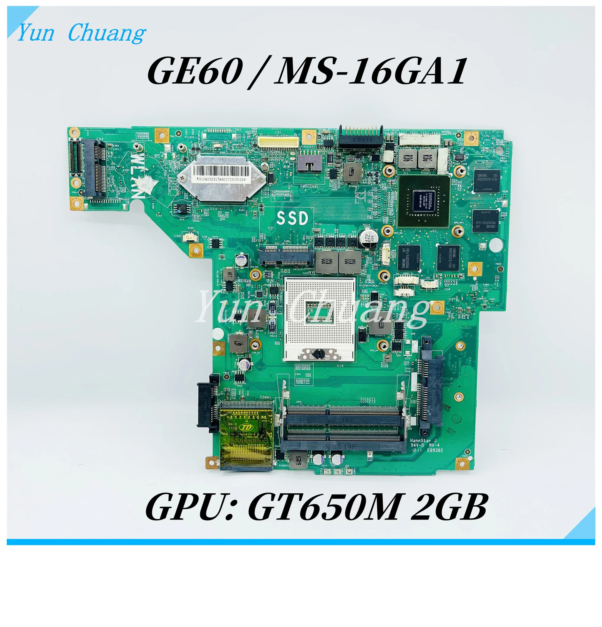Материнская плата MS-16GA1 для ноутбука MSI GE60 MS-16GA Материнская плата GE60 материнская плата HM76 GT650M 2G GPU DDR3 100% полностью протестирована 0