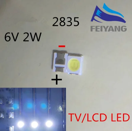 Светодиодная подсветка Высокомощный светодиод 1,5 Вт 6 В 1210 3528 2835 150ЛМ Холодная белая ЖК-подсветка для телевизора Применение для телевизора 500ШТ 1