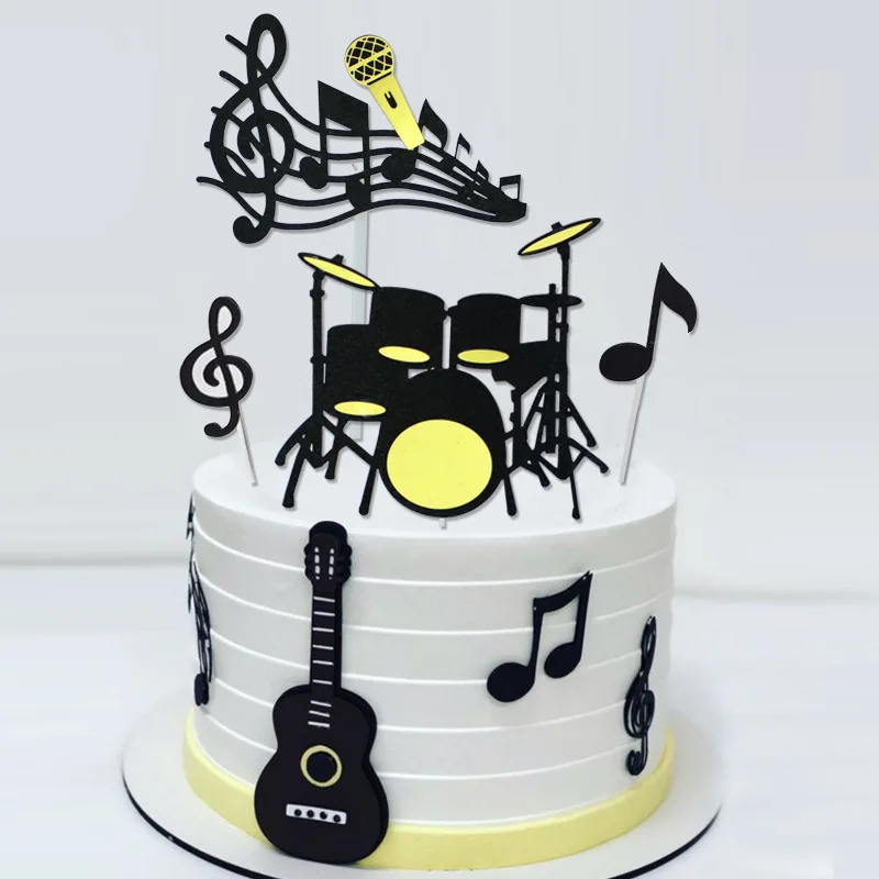 музыкальная нота 8psc С Днем Рождения, Топпер для торта, Мультяшная тема, Музыкальный Топпер для кексов, украшения для детского торта на день рождения 1