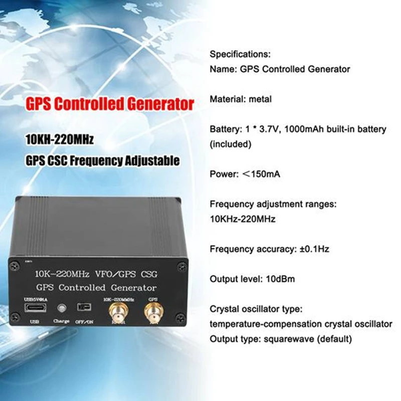 Новый GPS-генератор 10K-220Mhz GPS-Укрощающий Источник Опорного сигнала GPS-CSG Генератор VFO 10K-220Mhz 1