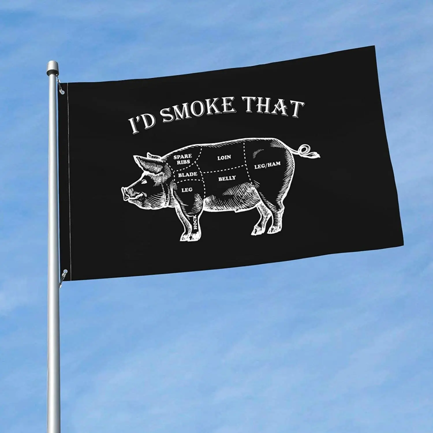 Я бы выкурил эту свинью Забавный флаг барбекю 3x5 футов Яркий цвет и устойчивость к выцветанию от ультрафиолета Декоративные баннерные флаги для внутреннего и наружного использования 1