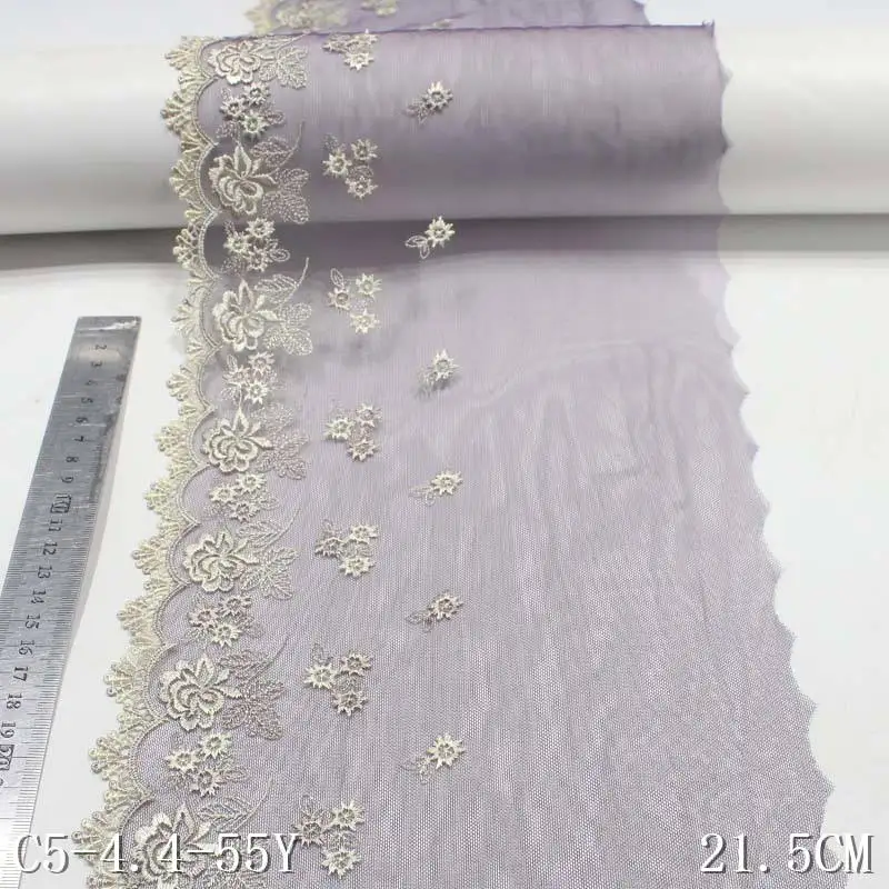 28 ярдов фиолетового французского тюля, кружевная ткань для нижнего белья, цветочная вышивка, Сетчатые кружева, ткань для нижнего белья, платья для шитья 2