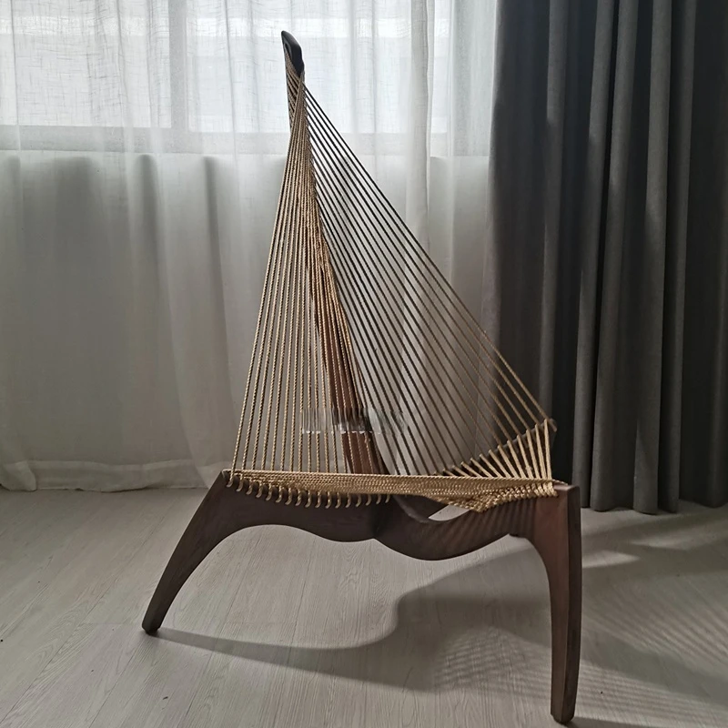 Парусный стул из массива дерева, дизайнерский стул для игры на арфе, художественное творчество, кресло для отдыха в спальне 2